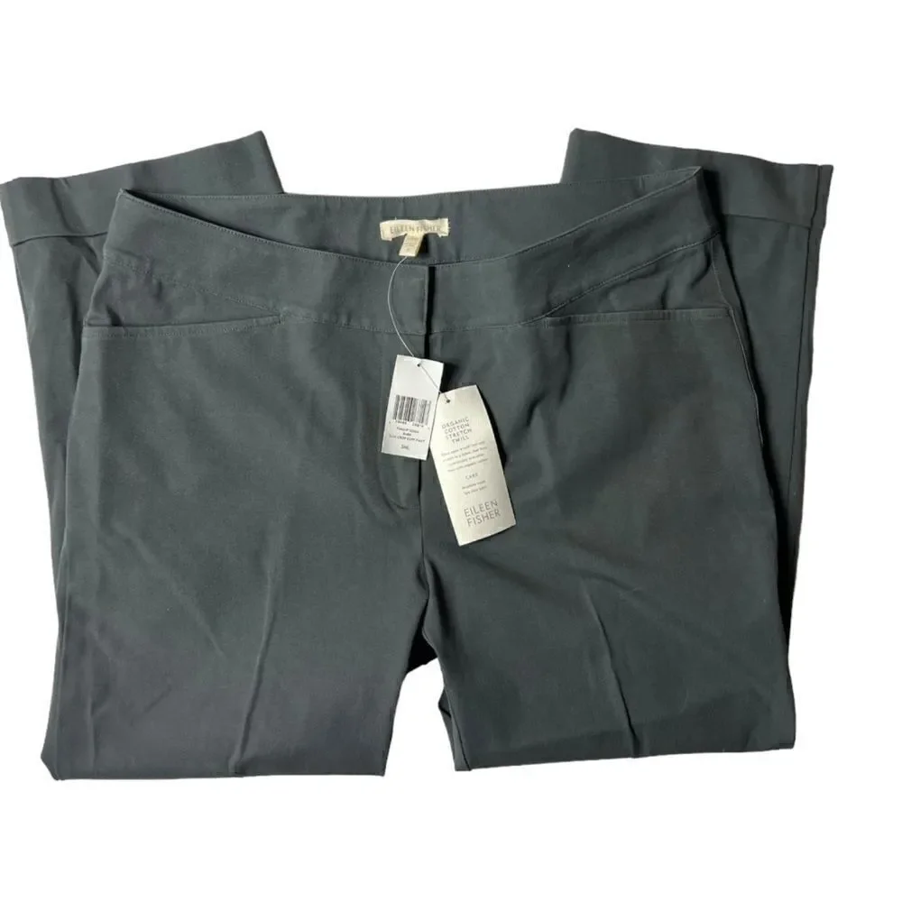 Eileen Fisher Slim Crop Cuffed Pants in Bark Size Small NWT